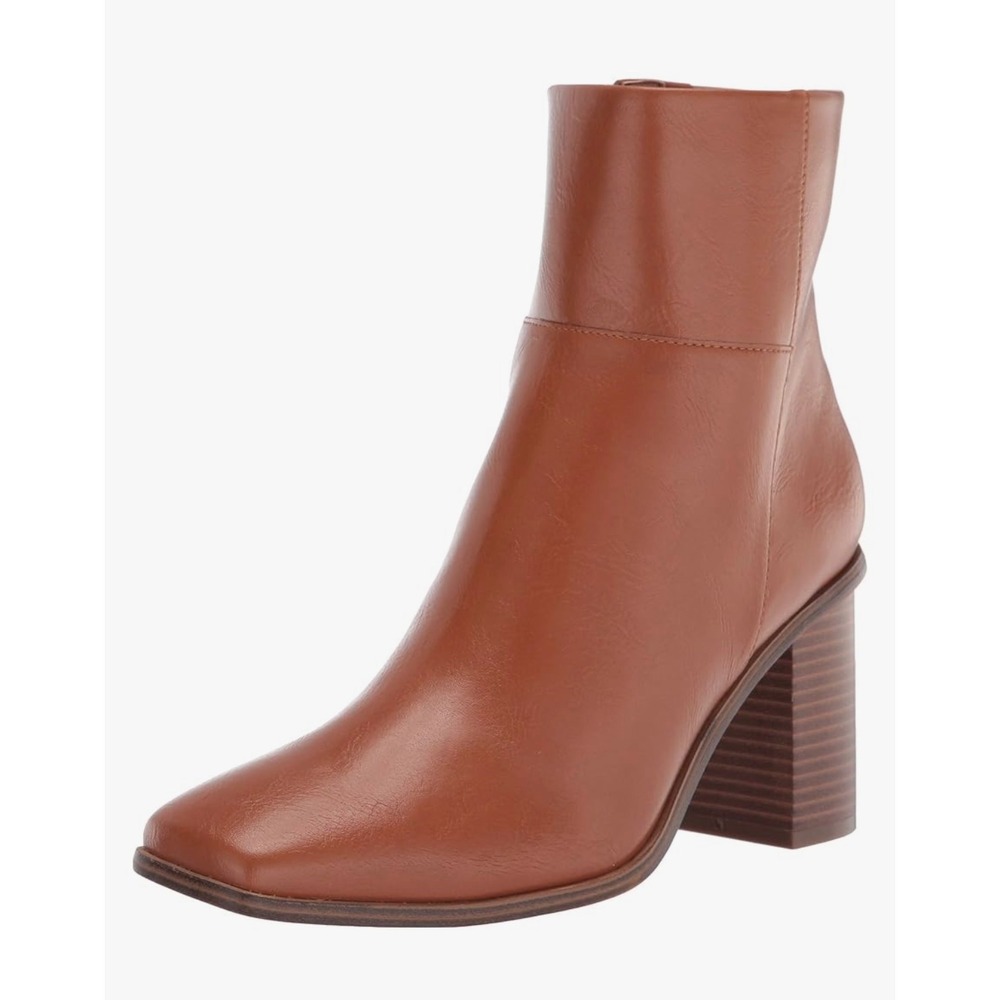 NEW The Drop Cognac Square Toe Ankle Boots Women's Block Heel Women's‎ 10